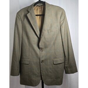 Brooks Brothers 346 Men's 42R Wool Sport Coat Houndstooth Blazer Brown  2 Button